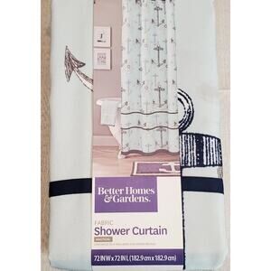 Better Homes & Gardens Nautical Anchor Fabric Shower Curtain 72x72 Blue